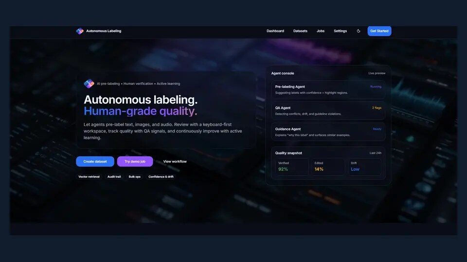 Autonomous Data Labeling Platform interface